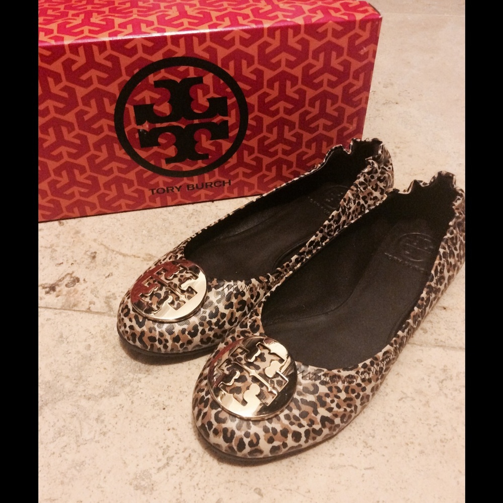Tory Burch leopard Reva flats - EUC!
